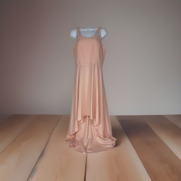Women's Pink Dress Size Large Hi-Low Hem Spaghetti Straps Back Zipper Dress - Picture 1 of 13